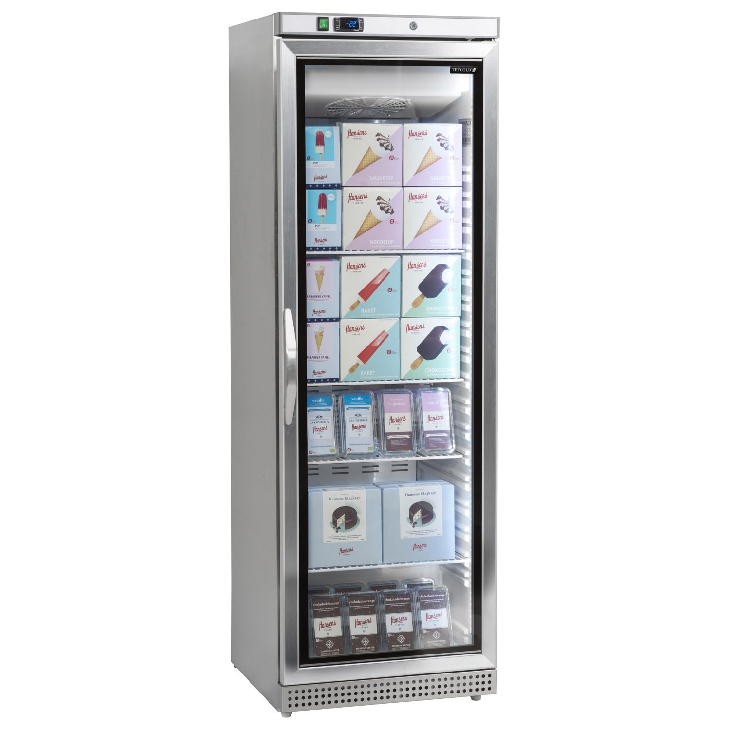 Tefcold UF400VSG Stainless Steel Upright Display Freezer Caterkwik